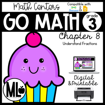 Preview of Go Math Centers, Ch.8-Understand Fractions - Printable & Digital
