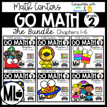 Preview of Go Math! Centers - the BUNDLE-Chapters 1-6 for SECOND GRADE