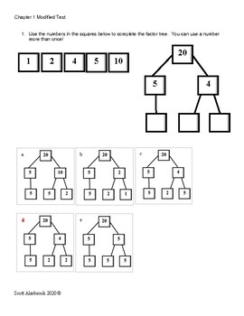 Go Math Ch.1 Grade 6 Modified Test/Homework/MidChapter for Struggling ...