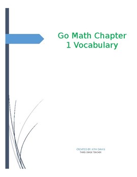 Preview of Go Math! Chapter 1 Vocabulary Task Cards