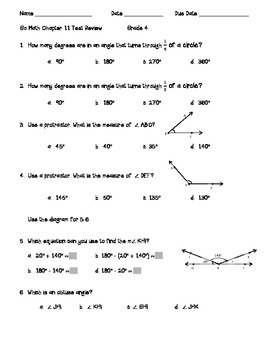 Go Math Chapter 11 - Angles - 4th Grade - Review with ...
