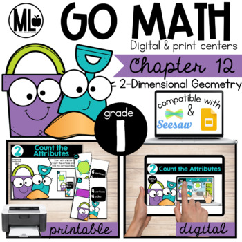 Preview of GoMath Centers-Chapter 12-Two Dimensional Geometry,Printable & Distance Learning