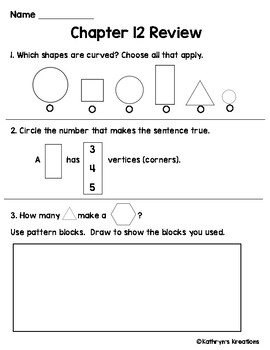 Preview of Go Math Chapter 12 Review Test: First Grade