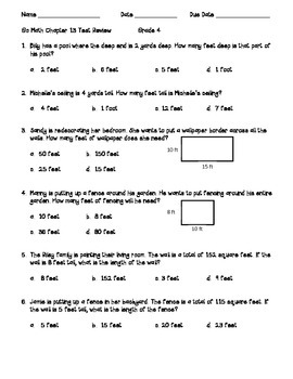 4th grade area and perimeter worksheets with answers pdf