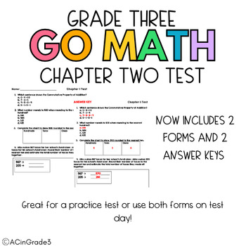 Preview of Go Math Grade 3 Chapter 2 Test