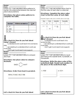 Preview of Go Math Chapter 3 Exit Tickets - Grade 5