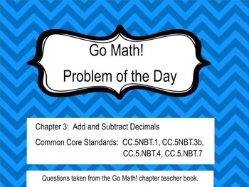 Preview of Go Math! Chapter 3 Problem of the Day, 5th Grade- SMART Board