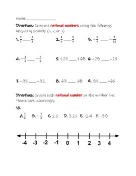 Preview of Rational Numbers Review