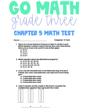 Preview of Go Math Grade 3 Chapter 5 Test