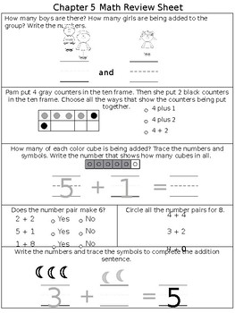 Preview of Math Chapter 5 Kindergarten Review