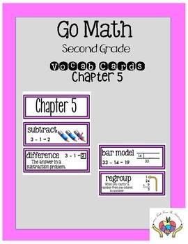 Preview of Go Math Chapter 5 Second Grade Vocabulary Cards