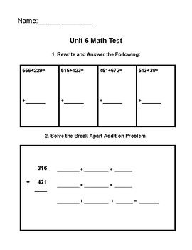 Preview of Go Math Chapter 6 - 3 Digit Addition and Subtraction (Second Grade)