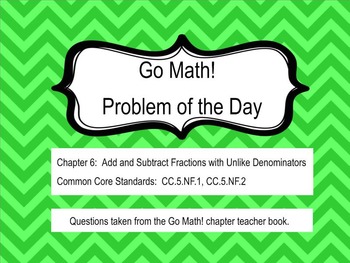 Preview of Go Math! Chapter 6 Problem of the Day, 5th Grade- SMART Board