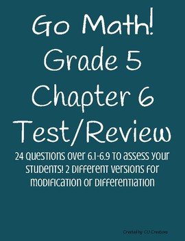 Preview of Go Math! Chapter 6 Test/Review with Answer Key