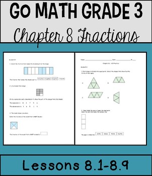 Preview of Go Math Chapter 8 Lessons 1-9 *Fractions*