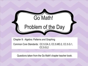 Preview of Go Math! Chapter 9 Problem of the Day, 5th Grade- SMART Board