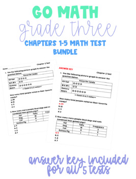 Preview of Go Math Chapters 1-5 Grade 3 TEST BUNDLE