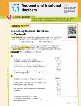 Preview of Go Math!  Eighth Grade Edition Problem 1.1 Rational and Irrational Numbers