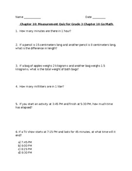 Preview of Go Math Fifth Grade Chapter 10 Practice/Test-Quinto Grado Capítulo 10 Práctica