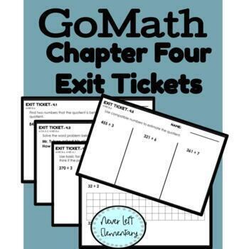 Preview of Go Math Fourth Grade Chapter Four - Exit Tickets