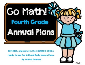 Preview of Go Math Fourth Grade Yearly Plan aligned with the Common Core. Editable!