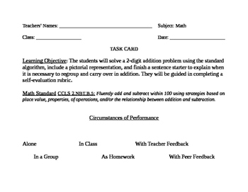 Preview of Go Math! Grade 2 Bulletin Board Task Card for December Portfolio Piece
