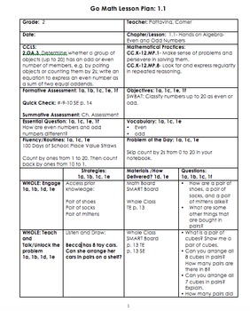 Preview of Go Math: Grade 2 Chapter 1 Lesson Plans