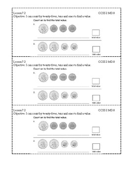 Preview of Go Math Grade 2 (Chapter 7) Journal Prompts/Exit Slips