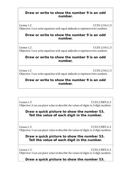 Preview of Go Math Grade 2 (Chapter 1) Journal Prompts/Exit Slips