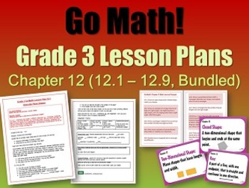 Preview of Go Math Grade 3 Chapter 12 (Lessons 12.1-12.9 w/ Journal Prompts & Vocabulary)