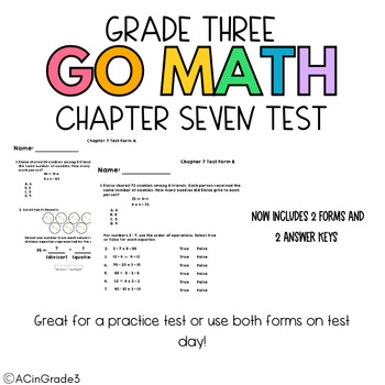 Preview of Go Math Grade 3 Chapter 7 Test