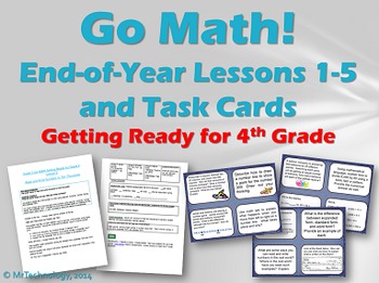 Preview of Go Math  Grade 3:Getting Ready for 4th Grade Lessons 1-5 with Task Cards