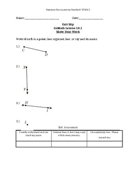 Preview of Go Math Grade 4 Chapter 10 Exit Slips Lessons 1-7
