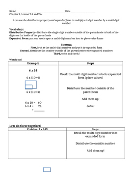 Preview of Go Math Grade 4 Chapter 2 Modified Lesson Worksheets