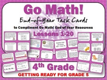 Preview of Go Math Grade 4:  Get Ready for Grade 5 Task Cards