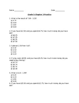 Preview of Fifth grade GoMath Chapter 3 Practice-Go Math Grado 5 Capítulo 3 Práctica
