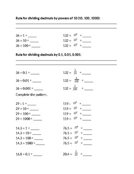 Go Math Grade 5 Chapter 5 Outline Lessons 5.1-5.7 Divide Decimals