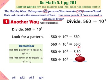 Go Math Interactive Mimio Lesson 5.1 Algebra • Division Patterns With Decimals