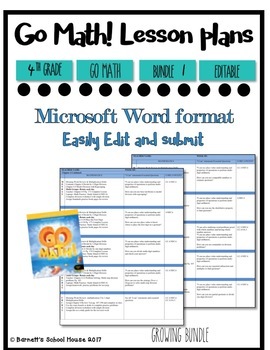 Preview of Math Lesson Plans | BUNDLE | 4th Grade | Go Math! | 18 Weeks | Common Core