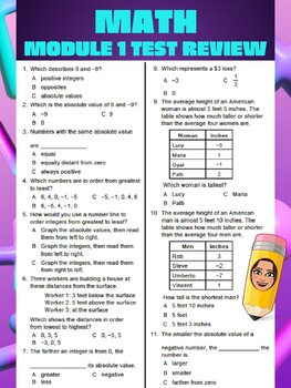 Preview of Go Math Module 1 Test Review Sheet