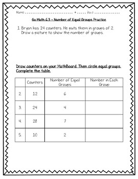 Preview of Go Math Practice - 3rd Grade Chapter 6 - Understand Division Worksheets