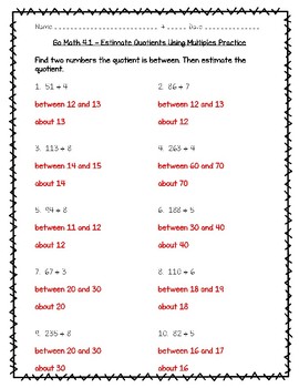 go math practice and homework lesson 4.1