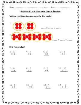 Preview of Go Math Practice - 3rd Grade 4.1 - Multiply with 2 and 4 Practice Freebie!