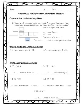 Preview of Go Math Practice - 4th Grade Chapter 2 - Multiply by 1-Digit Numbers
