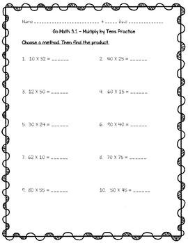 Preview of Go Math Practice - 4th Grade Chapter 3 - Multiply by 2-Digit Numbers