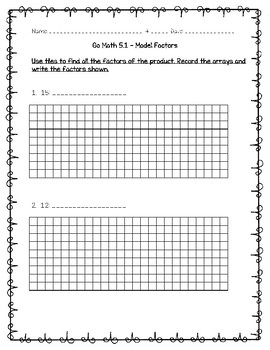 Preview of Go Math Practice - 4th Grade Chapter 5 - Factors, Multiples, and Patterns