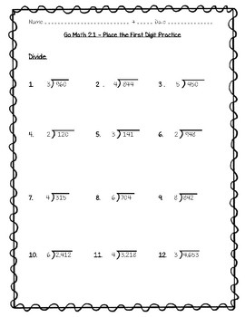 Preview of Go Math Practice - 5th Grade Chapter 2 - Divide Whole Numbers