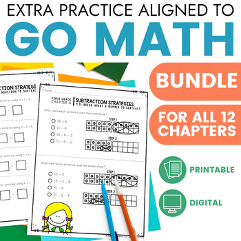 Preview of Go Math Practice - First Grade - All Chapters BUNDLE - Printable and Digital