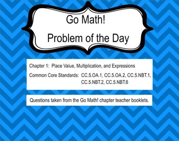Preview of Go Math! Chapter 1 Problem of the Day, 5th Grade- SMART Board