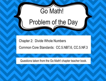 Preview of Go Math! Chapter 2 Problem of the Day, 5th Grade- SMART Board